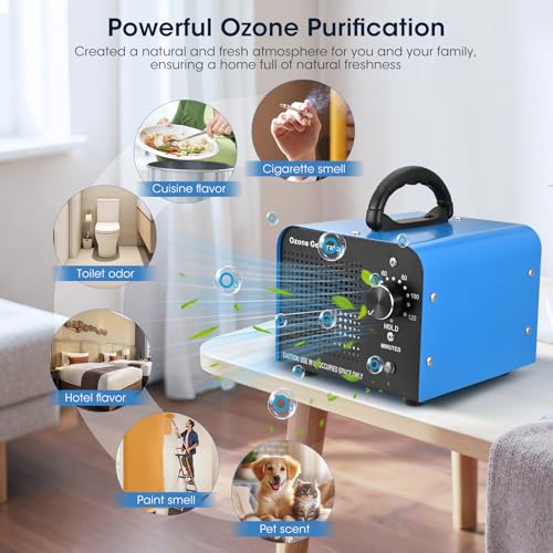Professional Ozone Generator 60000 mg/h, Industrial Ozonizer, Ozonizer Air Purifier Ozone with 120 Minute Timer, 300㎡ O3 Ozone Machine for Home Environments, Cars, Offices, Hotels