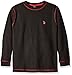 U.S. Polo Assn. Big Boys' Long Sleeve Thermal Solid Pullover Shirt, Black, 10/12