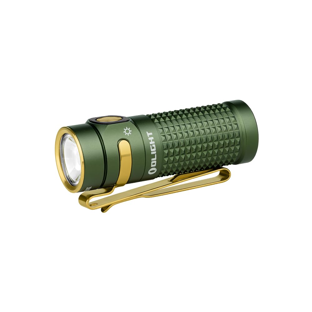 OLIGHT Baton4 EDC 1300 Lumens Rechargeable LED Small Torch, Pocket Flashlight with Micro-Perforated Indicator for Outdoors, Indoors and Emergency (OD Green)