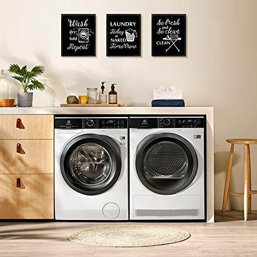 Funny Laundry Room Wall Art, Laundry Signs Canvas Art Prints Set Of 3(‘’X10’’,Framed