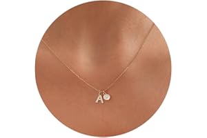 Turandoss Gold Initial Necklaces for Women Trendy, Dainty Gold Letter A-Z Necklace with Cubic Zirconia Pendant Personalized Monogram Name Necklace Gold Initial Necklace for Women Jewelry