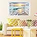 FLFK Fake Window Wall Sticker - Sunset Beach Faux Window Wall Mural for Wall Decor, Stick and Peel Wall Decals,16