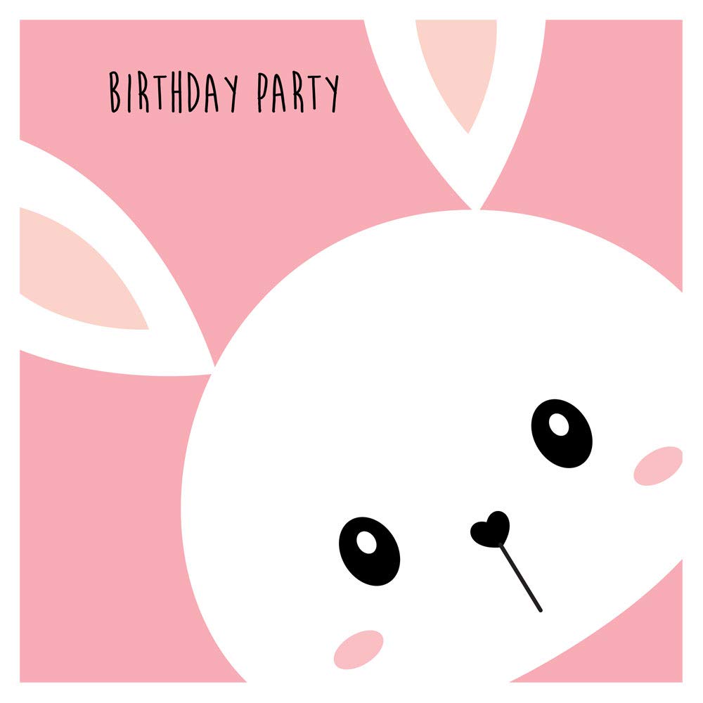 Dotty about Paper Kids Birthday Invitations - Pink Rabbit - Pack of 10 (L21)