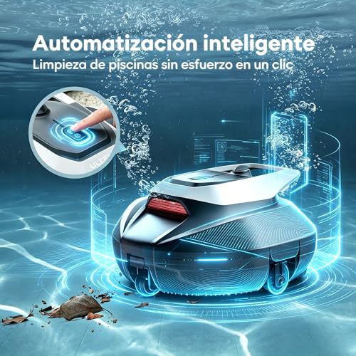 Pooleco Cordless Pool Robot Vacuum Cleaner with Float, 3 Motors, App and Remote Control, Automatic Parking, Pick Up Without Gorge, Bottom Cleaning for All Types of Pools, 90 Min, 80 m2