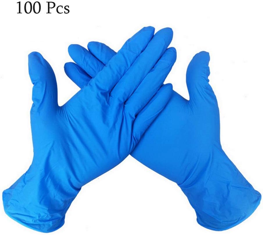 Snewvie 100 Pcs 12 inches Disposable Latex Gloves Heavy Duty Nitrile Powder Free Working Gloves