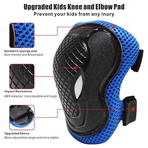 Nesskin Skateboard Protective Gear, Kids Adjustable Helmet、Knee Pads