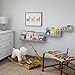 Wallniture Philly Floating Shelves for Wall, Wood Tray Kids' Bookshelf and Toy Storage Shelves Set of 3, Gray