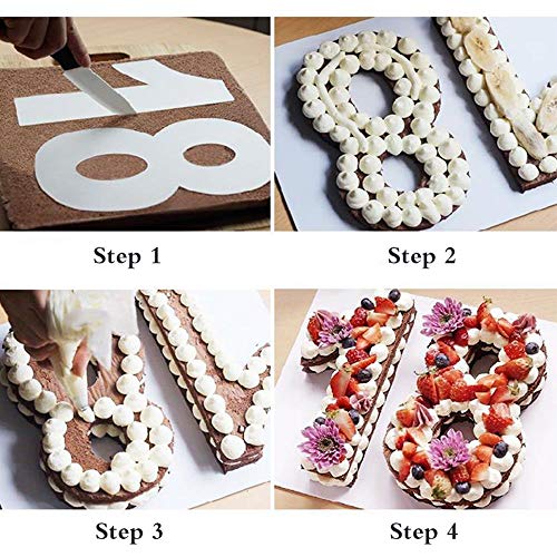 EORTA 0-8 Numeral Cake Tins Molds Arabic Number Cake Maker Decorative Fillings Layered Cake Baking Tools for DIY Wedding Birthday Anniversary, White, 12 Inch - Thumbnail 6