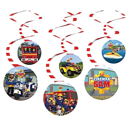 Amscan 9912963 - Fireman Sam Kids Birthday Party Hanging Swirl Garlands Decorations - 6 Pieces