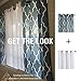 Quatrefoil Linen Curtains - Lattice Moroccan Tile Printed Curtain Panels/Drapes for Bedroom/Living Room Window/Patio Door - 95 inch Long - (Blue, Set of 2 Panels)