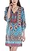 Women Bohemian Neck Tie Floral Print Ethnic Style Shift Dress (Small, pattern 8)