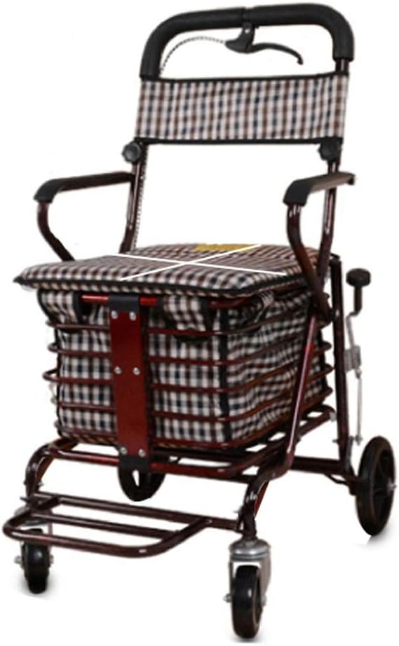 Fourwheeled Elderly Shopping Cart, Multifunctional Handrail With Brake Adjustable Backrest