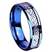 QUEENWISH 6mm Blue Tungsten Carbide Ring Celtic Dragon Blue Carbon Fibre Inlay Women Mens Wedding Band Jewelry Size 11