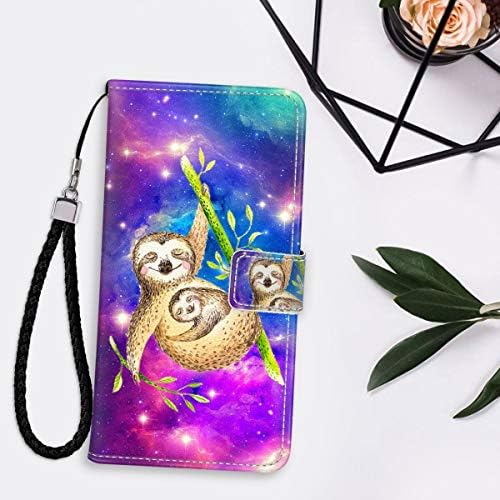 Wallet Case with Kickstand Compatible iPhone 11 Pro Max (2019) [6.5inch] Sloth Bear Mom and Kid Flip