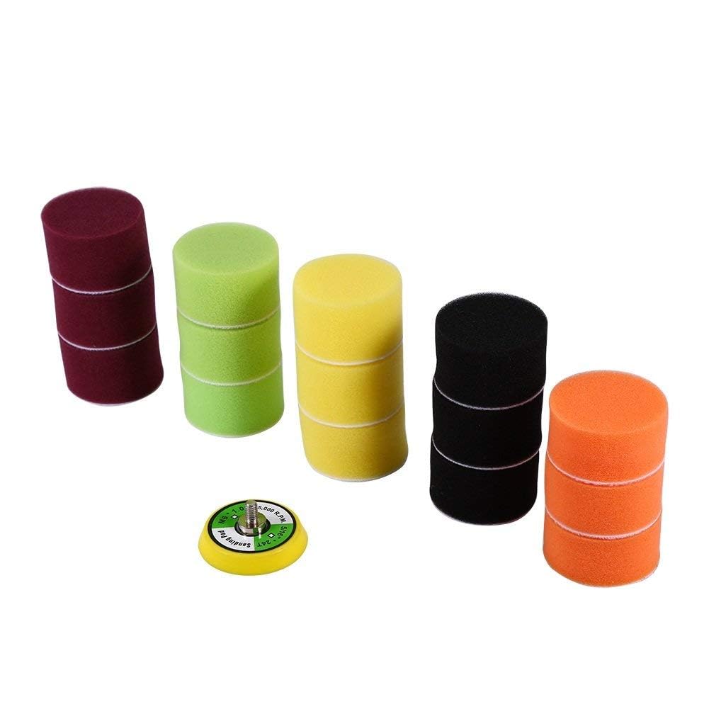 VGEBY 2" Vehicle Polishing And Buffing Waxing Pads Car Polisher Tools +M6 Drill Adapter (Set Of 16)