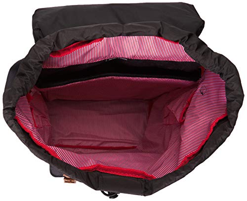 backpack with red and white stripes inside