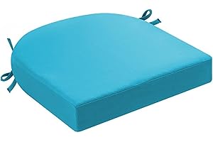 DLLDLGG D-Shaped Outdoor Chair Cushion, Thick Cozy Lawn Chair Cushions, Waterproof Dining Chair Pads with Removable Cover & N