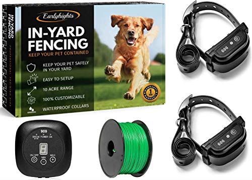 Earlyhights Electric Underground Outdoor Dog Containment Fence System,5 Acre Range 500 Feet In Ground Wire, Small, Medium, Or Large Dogs Over 5 lbs