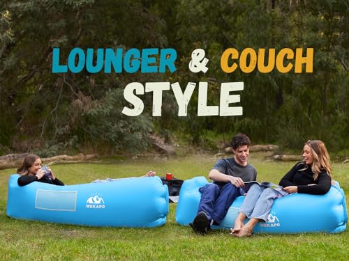 WEKAPO Inflatable Couch Air Lounger Chair - Camping & Beach Accessories, Portable Blow up Sofa for Hiking, Lawn, Indoor/Outdoor Movies & Music Festivals. Lightweight and Easy to Set Up Air Hammock