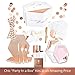 Rose Gold Party Supplies - One of a Kind Party in a Box for 10 Guests - Chic 122 Piece Kit Includes Placemats, Paper Plates, Straws, Napkins, Plastic Cups, Silverware, Name Cards, Decorations & More