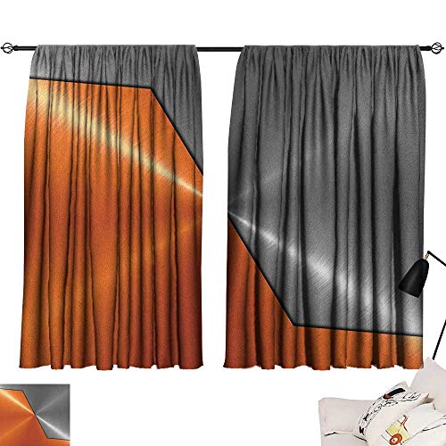 Orange And Grey Room Darkening Curtains 3d Style Machinery