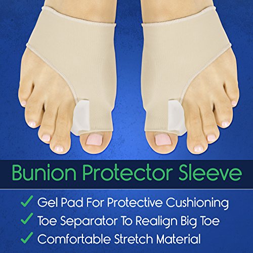 Bunion Relief Kit by ViveSole - Hallux Valgus Splint, Foot Guard, Corrector, Protector, Big Toe Separator Spacer Regulator, Gel Sleeve for Bunion Treatment - Post Surgery Recovery for Feet / Foot Pain