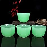 SMDSAZ Natural Jade Tea Cup Set (Light Green, 4 Pcs)