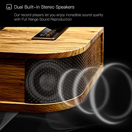Vintage Turntable - Vinyl Record Player, ABOX Bluetooth Turntable with Dual Built-in Stereo Speakers System,Bluetooth 4.1, 3 Speed Turntable, LP,USB/MP3, Vertical Turntable, Natural Wood, Great Gift