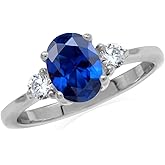 Silvershake 8X6mm Oval Shape Gemstone White Gold Plated or Yellow Gold Plated 925 Sterling Silver Engagement Ring Jewelry for Women