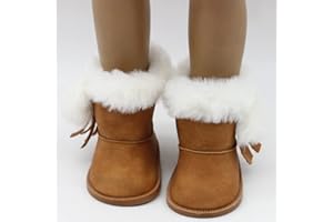 PUHIKE 18” Snow Boots Doll Shoes , 18 Inch American Doll Accessories Baby Doll Shoes for 18 Inch Boy or Girl Dolls Perfect for Creating a Winter Look (Brown)