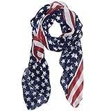 niceeshop(TM) Unisex Fashion Charming Patriotic Flag Chiffon Scarf Shawl Long Scarf Wrap-Blue & Red