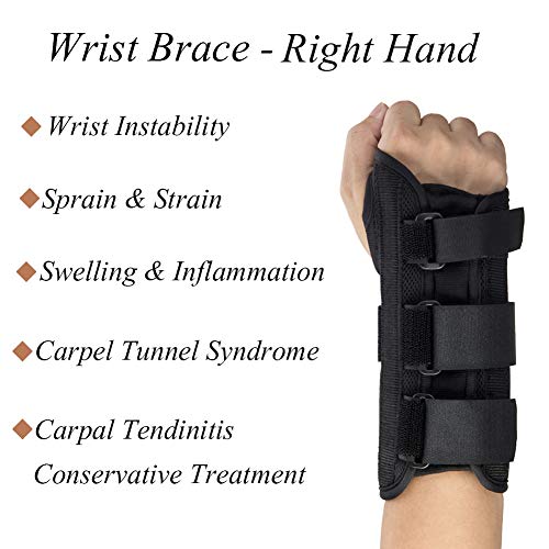 Wrist Support Brace, Adjustable Wrist Guards Immobilizer Splint for Carpal Tunnel, Arthritis, Tendonitis, Sprain and Strain Large-Right