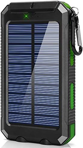 Ayyie Solar Charger,10000mAh Solar Power Bank Portable External Backup Battery Pack Dual USB Solar Phone Charger with 2LED Light Carabiner and Compass for Your Smartphones (YD-886 Green)