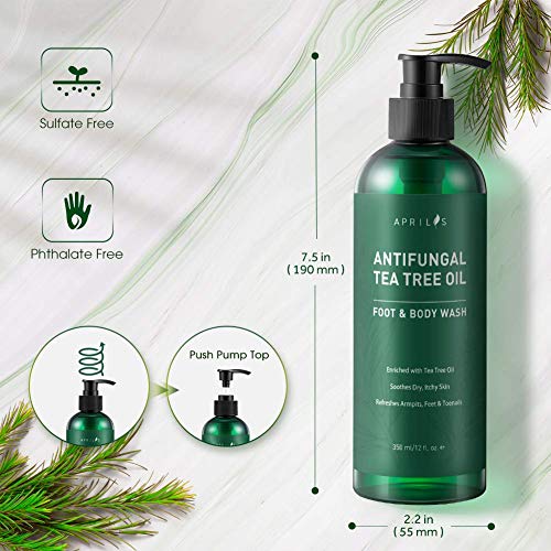 Aprilis Antifungal Tea Tree Oil Body Wash | Helps Relieve Athlete’s Foot, Ringworm, Toenail Fungus, Jock Itch, Acne, Eczema & Body Odor, Aprilis Antibacterial Soap - Soothes Itching & Promotes Healthy