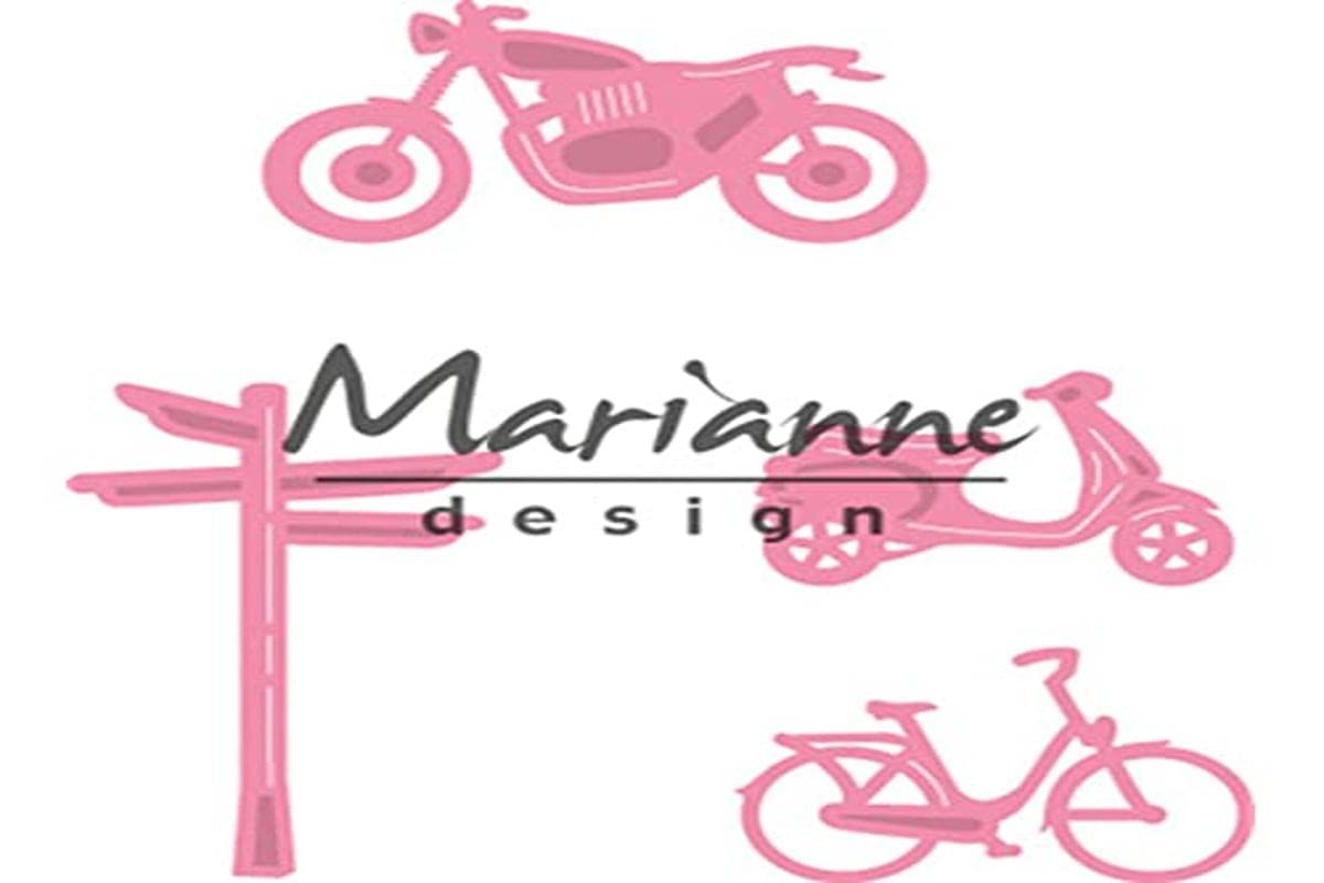 Marianne Design Collectables Village Dec Set 4 (Bicycle) Die, Metal, Pink, 17.2 x 14.3 x 0.2 cm