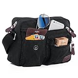 Small Shoulder Bag Cross-body Messenger Bags Satchel Handbag Everyday Bags Retro Canvas Casual Travel Bag Men's Purse Multi-pocket Pack Organizer Working Bags Outdoor Sports Gear Climbing Hiking Black