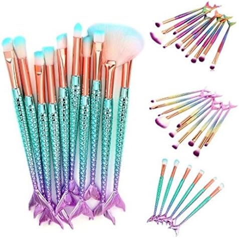Rokment New Arrival 10Pc Mermaid Eyeshadow Contour Eye Lip Makeup Brushes Set (B)