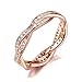 BAMOER Rose Gold Plated Eternity Promise Rings Wedding Jewelry 925 Sterling Silver with CZ,Size 8