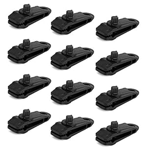 LUTER 12 Stuks Lanenclips Multifunctioneel Tentaccessoire Tentzeil Clips Luifelklem voor Outdoor Tent (Zwart)