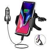 Wireless Car Charger Anroog Qi Fast 10W Charger Car Mount with Air Vent Phone Holder Suction Mount for Samsung Galaxy S9/S8/S7 Edge/S6 Edge+,7.5W for iPhone 8/8Plus, iPhone X, Qi-Enabled Devic