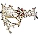 Xvevina Exquisite High-end Unique Vintage Red Rhinestone Laser Cut Metal Masquerade Mask Women