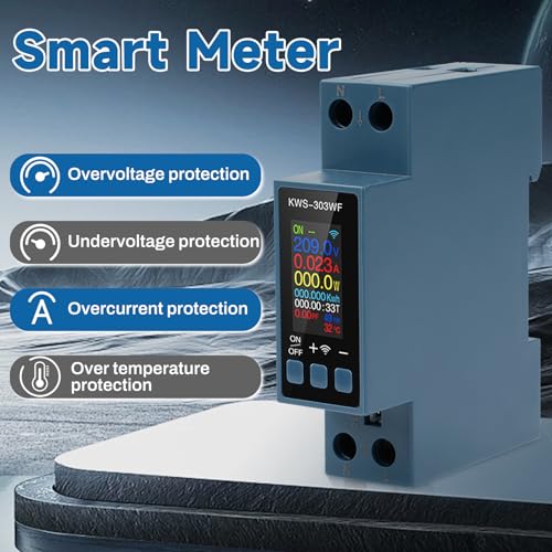 Electric Energy Meter Wifi 40A Single Phase AC 85-290V Voltage and Current Measurement with Over Temperature and Overcurrent Protection KWS-303WF