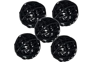 zorpia 5 Pieces Wicker Rattan Balls Decorative Orbs Vase Fillers for Craft, Party, Wedding Table Decoration, Baby Shower, Aromatherapy Accessories (Black, 4 Inch)