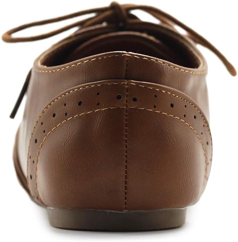  | Ollio Women's Shoe Classic Lace Up Dress Low Flat Heel Oxford | Oxfords