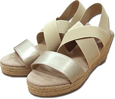 Amazon Jou Jou Lier クロスウェッジサンダル ゴールド クロスバンド