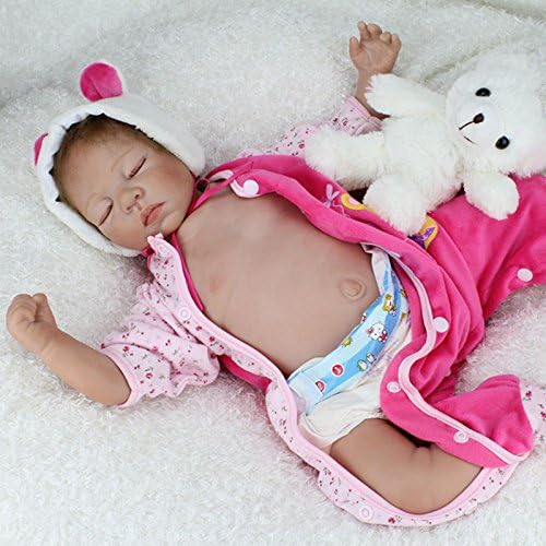 Prezzo Nicery Reborn Bambino Bambola Morbido Silicone Vinile 22inch 55 Centimetri Magnetica Bocca Realistica Della Ragazza Del Giocattolo Rosa Dormire Occhi Orso Chiudi Baby Doll A3IT Offerte