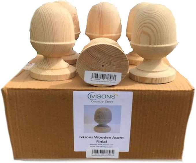 Ivisons 4 x 4 Decorative Wooden Acorn Finials for Fencing and Decking