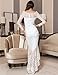 ohyeah Women Solid Formal Lace Maxi Dress Long Sleeve Off Shoulder Elegant Party Gown Mermaid Dress