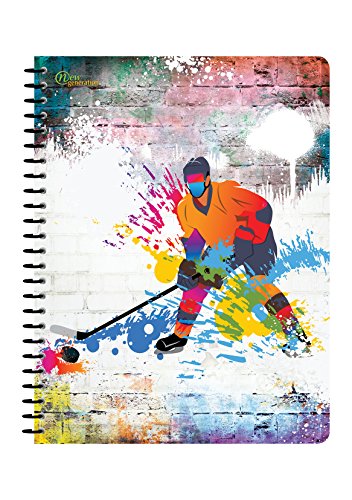 New Generation - Sport Graffiti - 1 Subject 70 Sheets 8" x 10.5" wirebound Spiral Notebook , 6 PACK ,WIDE Ruled , Interactive 3D Animation - SEE THE MAGIC (6 PACK SPIRAL NOTEBOOK WIDE RULED)