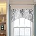 Outgeek Halloween Window Curtain, 2pc Lace Skull Curtain Bat Curtain Valance with Tassel 38